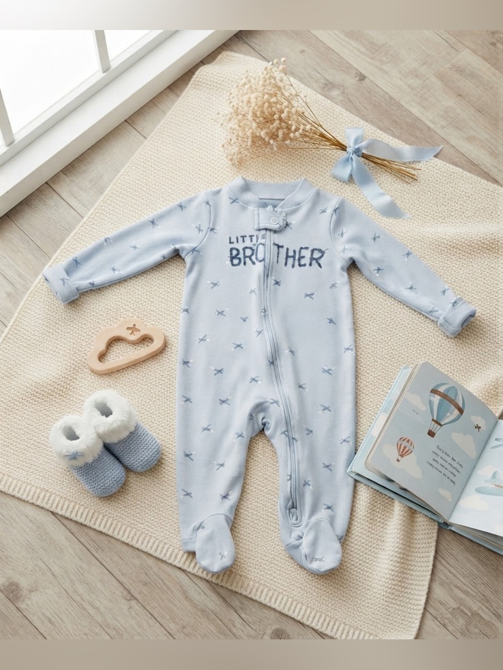 Carter's Light Blue 'Little Brother' Footed One-Piece